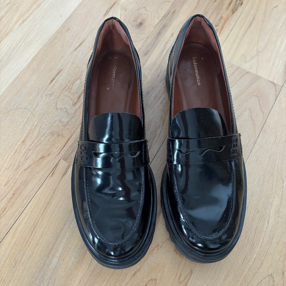 Reformation Agathea chunky loafer black leather 8